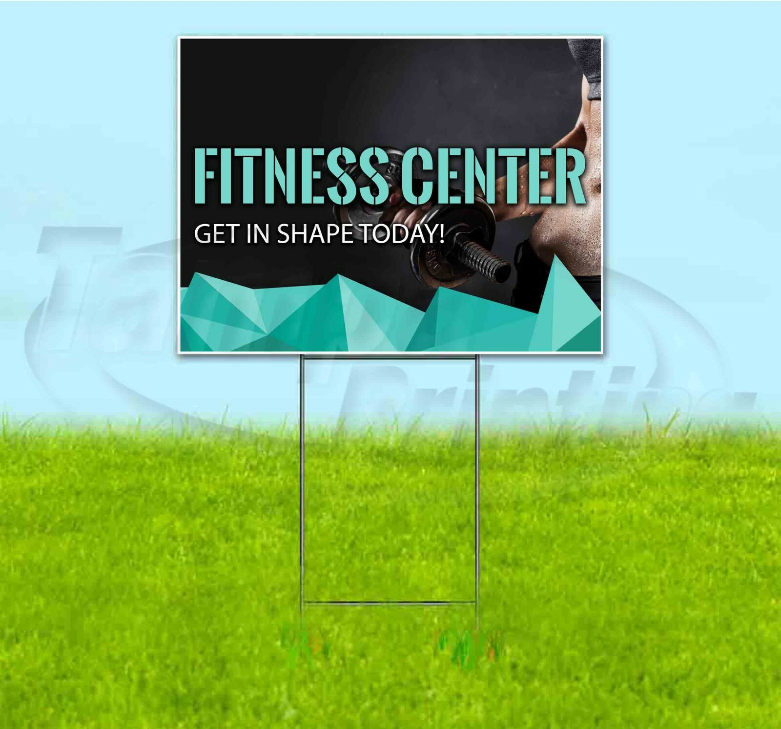 GET IN SHAPE TODAY 18×24 Yard Sign WITH STAKE Corrugated Bandit FITNESS GYM