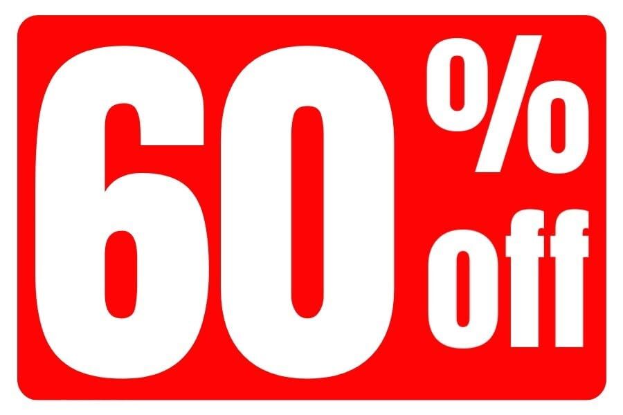60% Off Business Retail Counter Informational Sign | Plastic | 12&Prime;w x 8&Prime;h