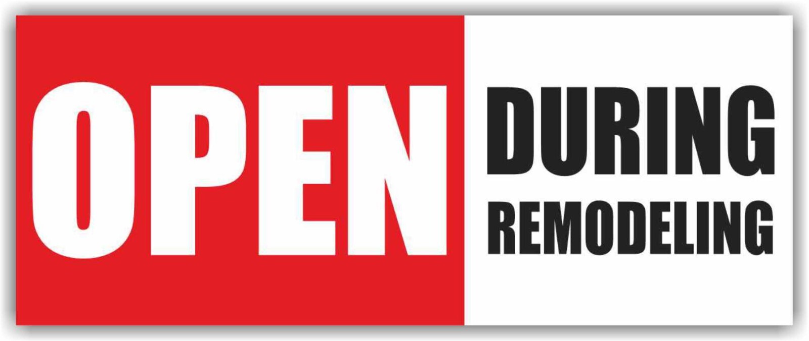 OPEN DURING REMODELING Advertising Banner Vinyl Mesh Sign welcome CONSTRUCTION