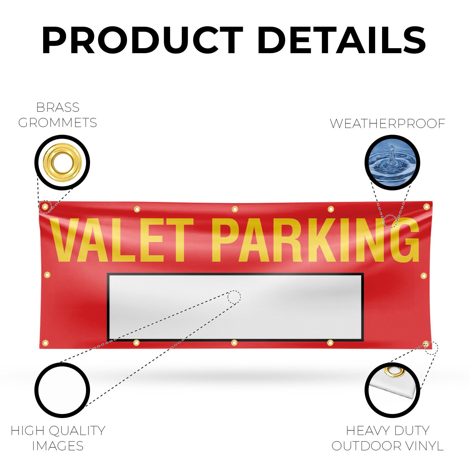 Valet Parking Variable Vinyl Banner Sign with Metal Grommets Heavy-Duty