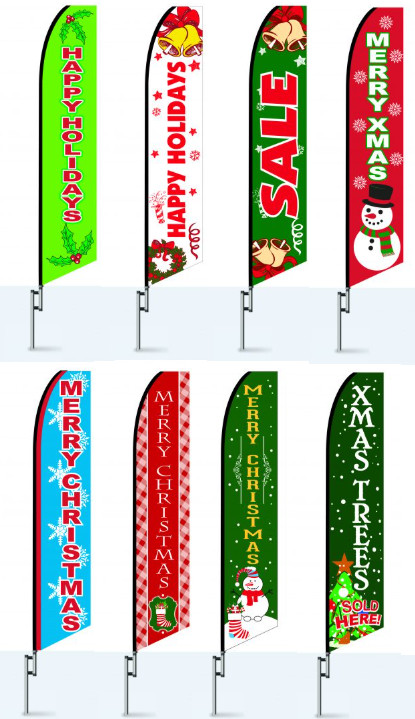 12ft Happy Holidays Christmas Tree Feather Flag Sale Outdoor Advertisement