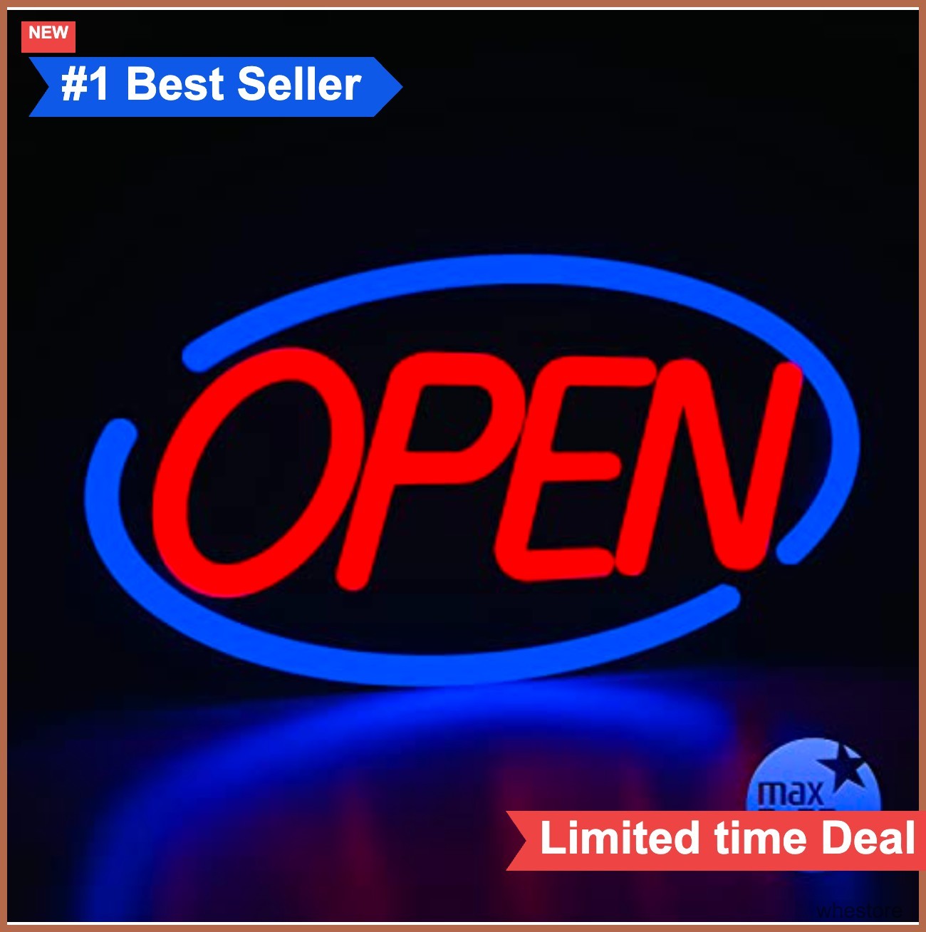 23 Inch 12 Inch Oval LED Neon Open Sign Ultra Bright Remote Control Included