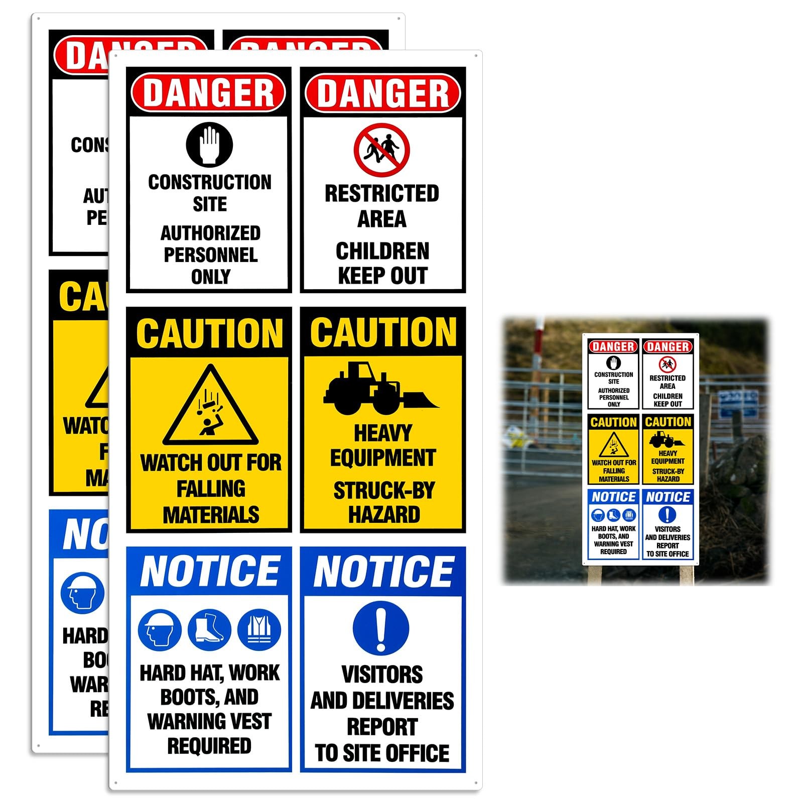 2 Pcs 22.5&Prime; x 46&Prime; Site Board Construction Sign Metal Site Construction Safety…