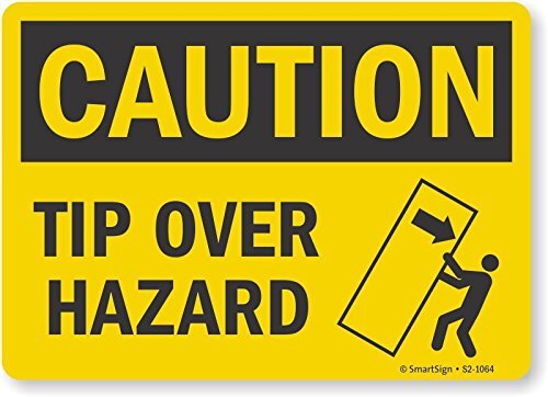 7&Prime;x10&Prime; Caution – Tip Over Hazard Label Laminated Vinyl Safety Warning Sign