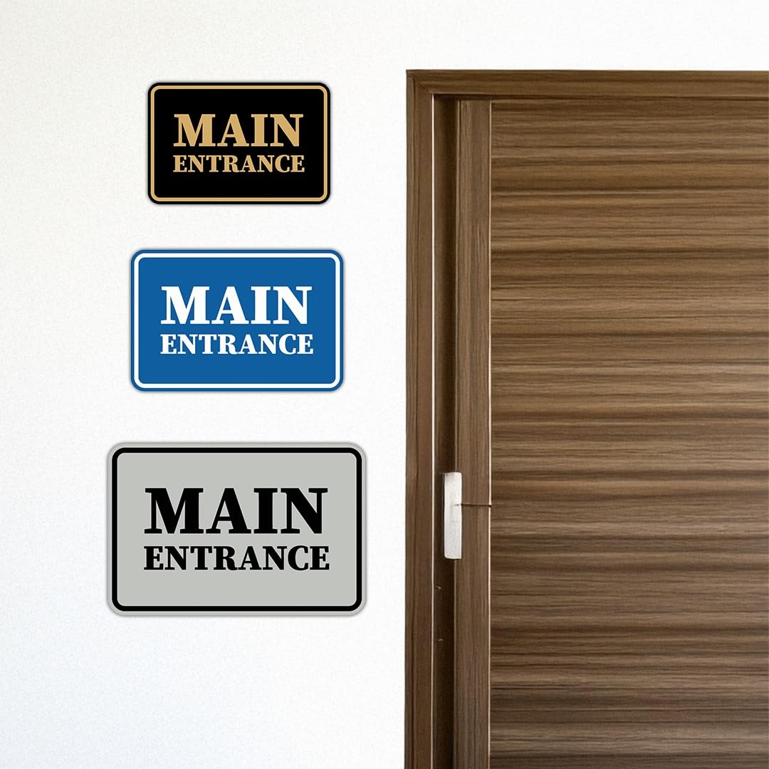 Medium Blue Classic Framed Main Entrance Sign Business Office Building Wall