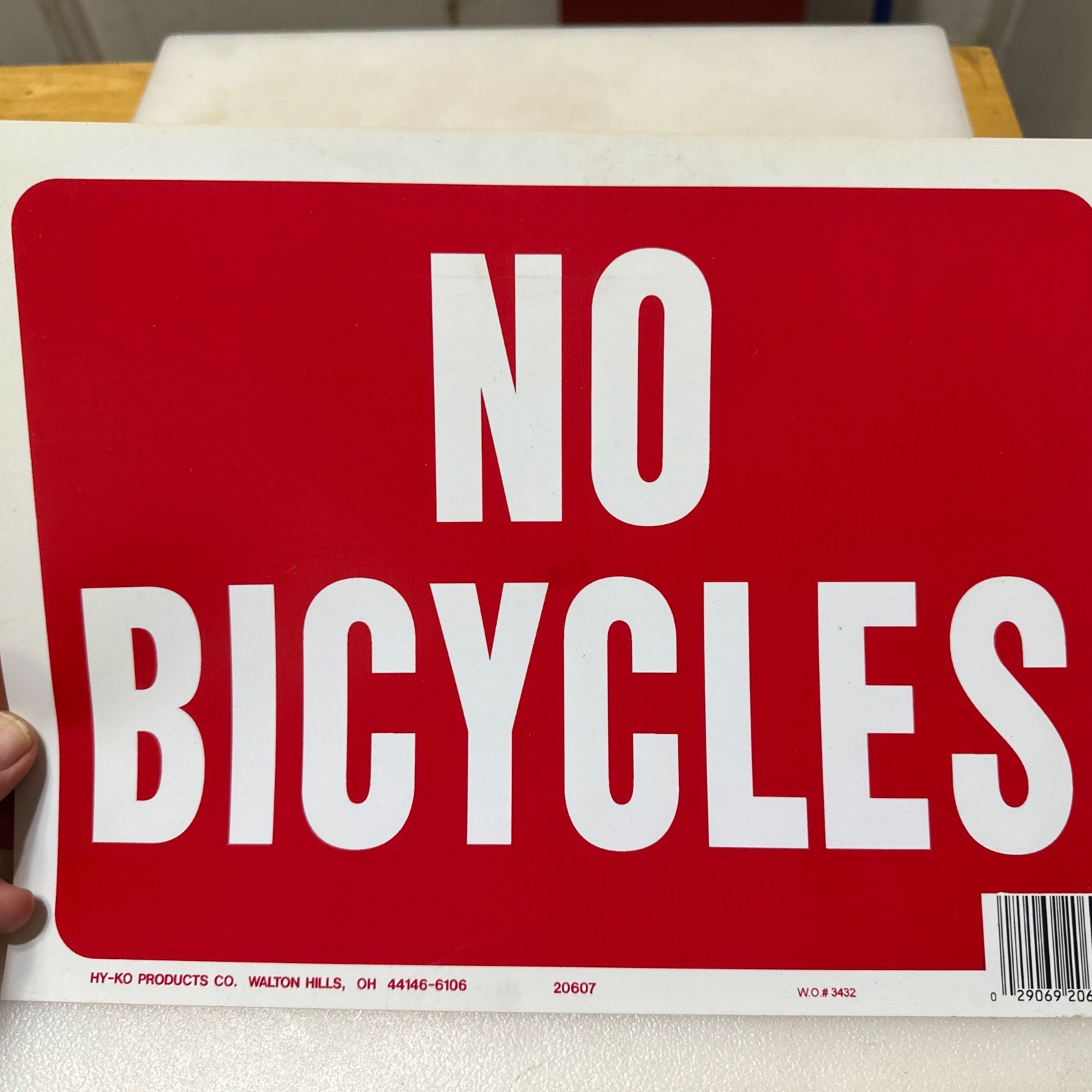 HY-KO No Bicycle Sign 12&Prime; x 9” Plastic Sign