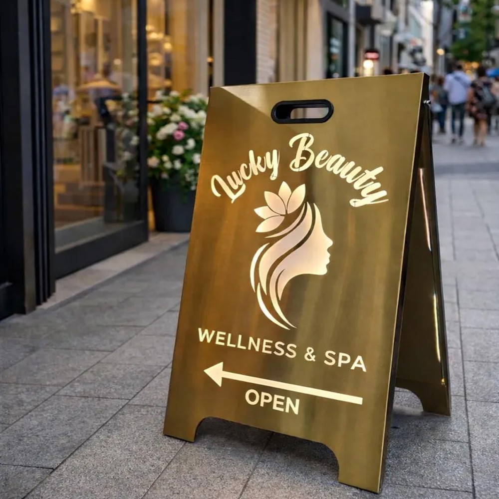 Metal A-Frame Sidewalk Sign Frame Sign Pavement Sign for Cafes Barbershop