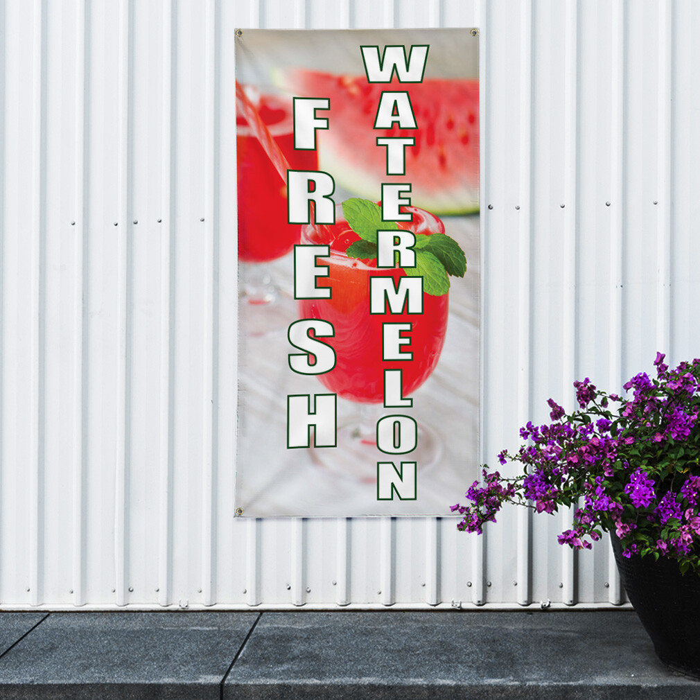 Vertical Vinyl Banner Multiple Sizes Fresh Watermelon Restaurant and Food