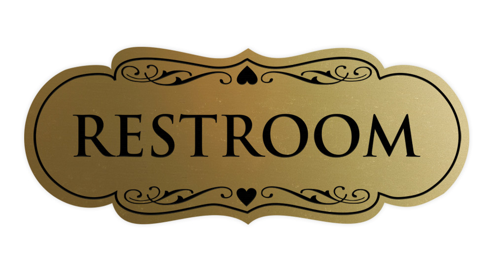 Designer Restroom Sign – Brushed Gold – Medium