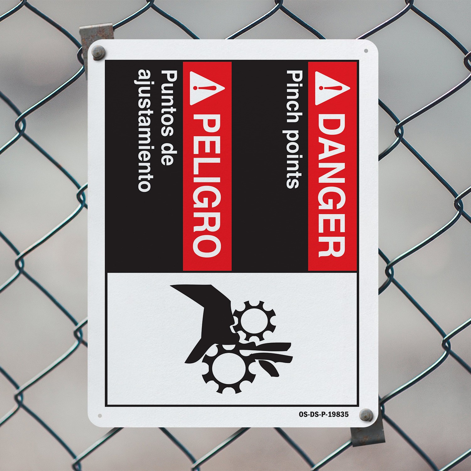 Danger Pinch Points (Bilingual Spanish) ANSI Danger Sign Or Decal – 5 or 10 Pack
