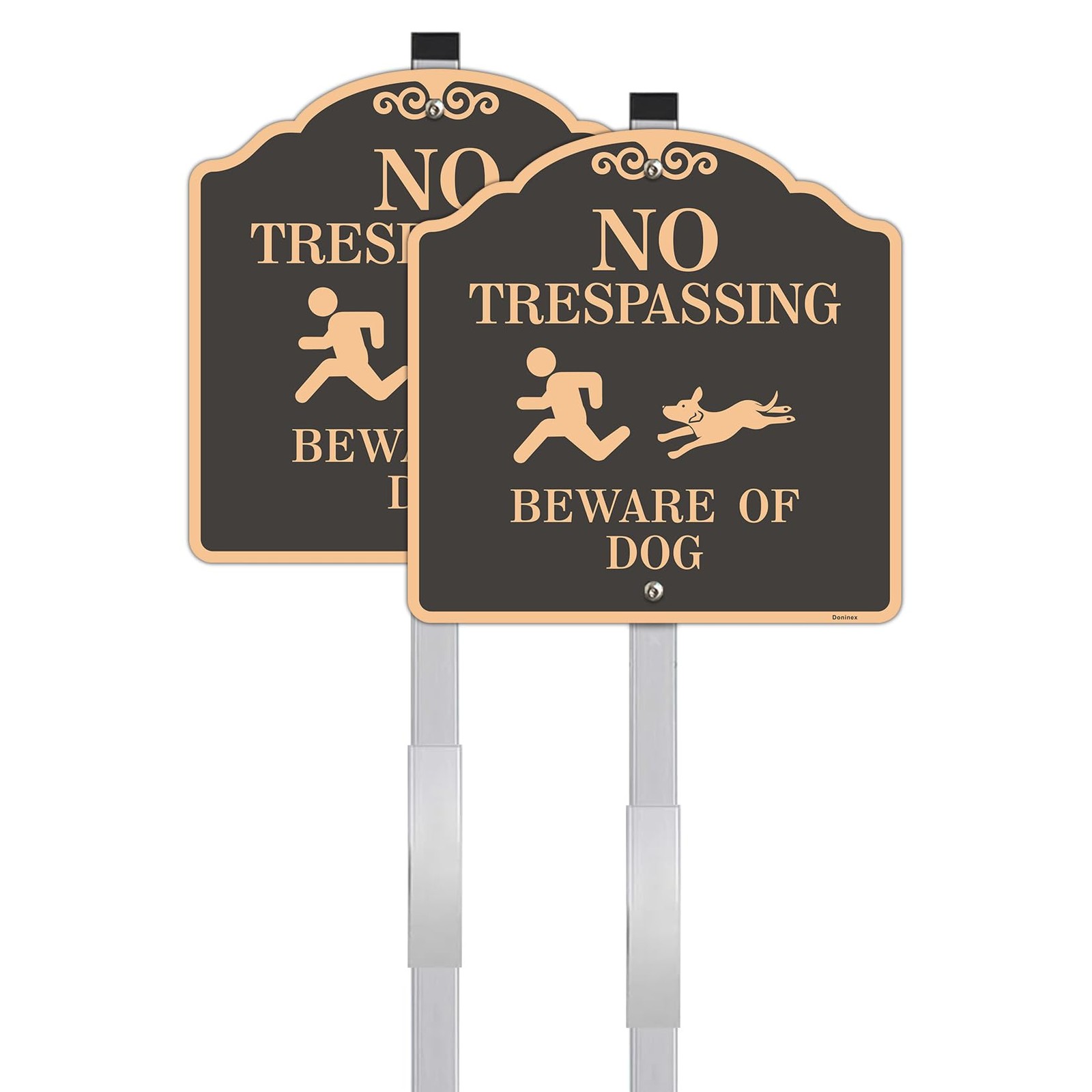 (2 Pack) 12×12 Inch Beware of Dog Yard Sign, No Trespassing Signs, Reflective…