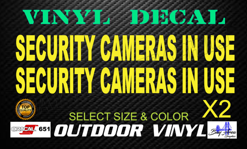 Security Cameras In Use Decals 2X Outdoor Waterproof Window EXTERIOR vinyl