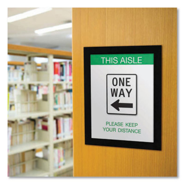deflecto Self Adhesive Sign Holders, Clear with Black Border, 2/Pack