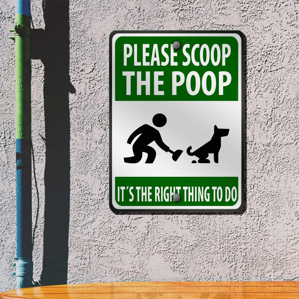 Aluminum Vertical Metal Sign Please Scoop The Poop Weatherproof Street