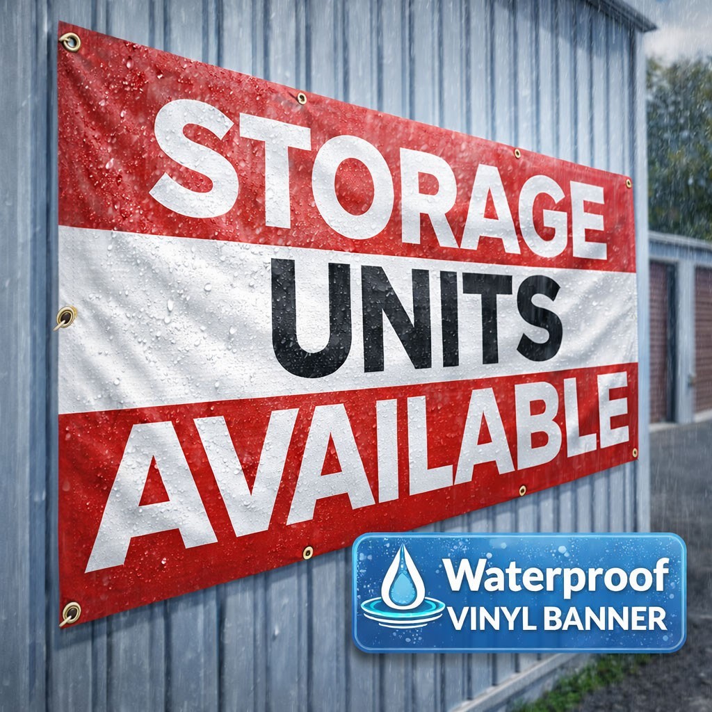 3×6 Ft Storage Units Available Banner, Waterproof Vinyl Business Banner