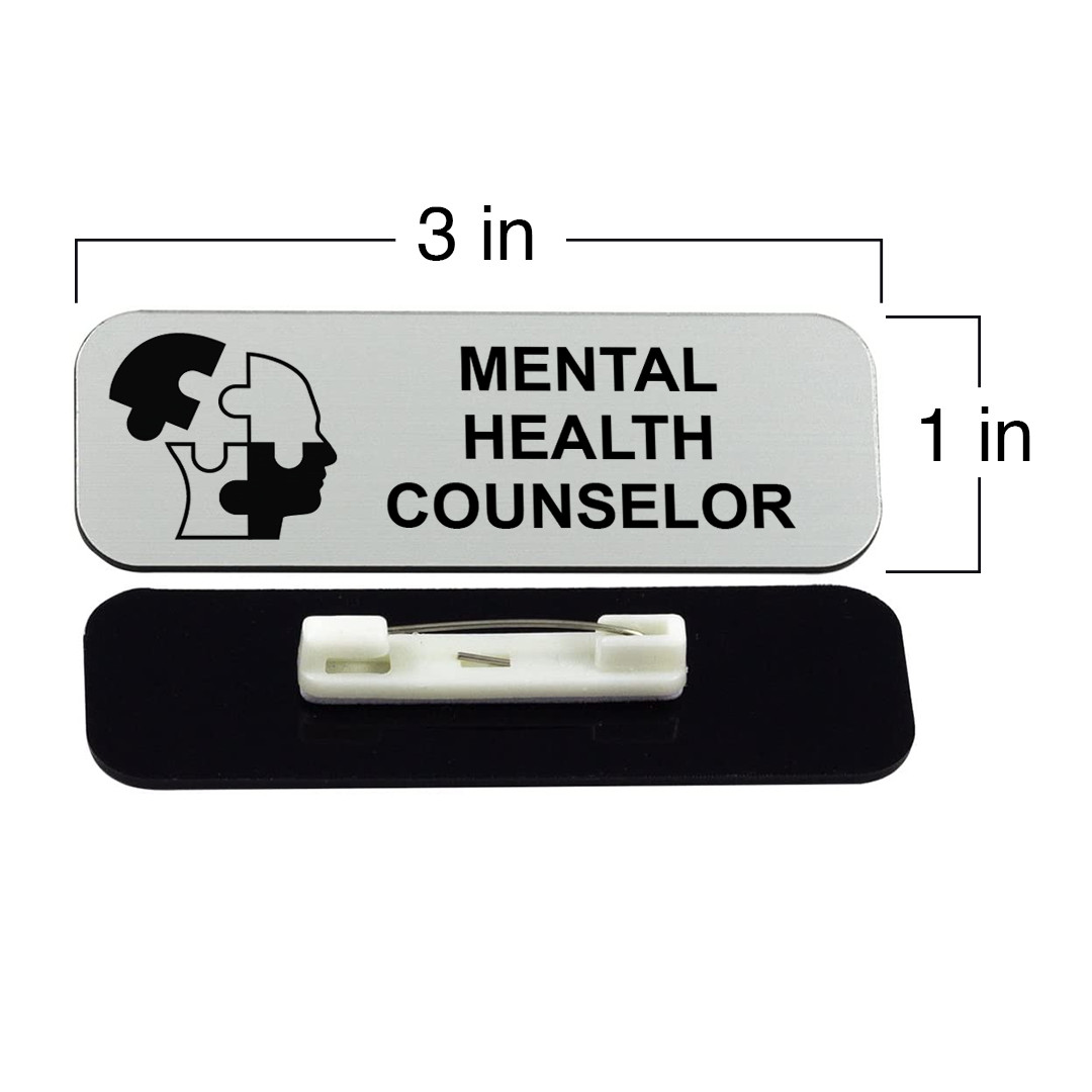 Mental Health Counselor 1&Prime; x 3&Prime; Name Tag/Badge, (3 Pack)