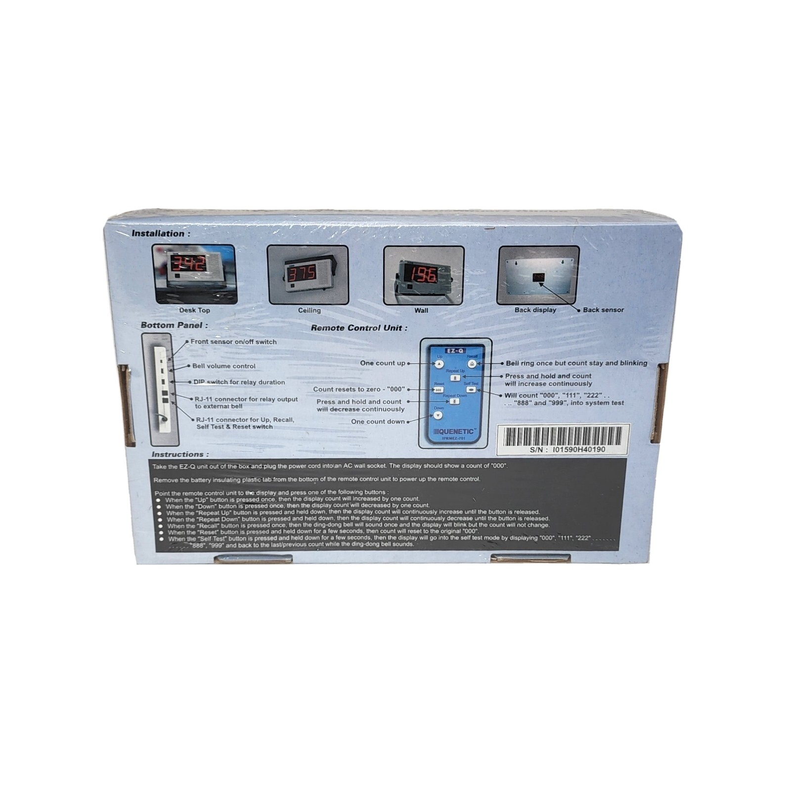 Quenetic EZ-Q Digital Customer Queue Waitlist Mountable Display w Remote Control