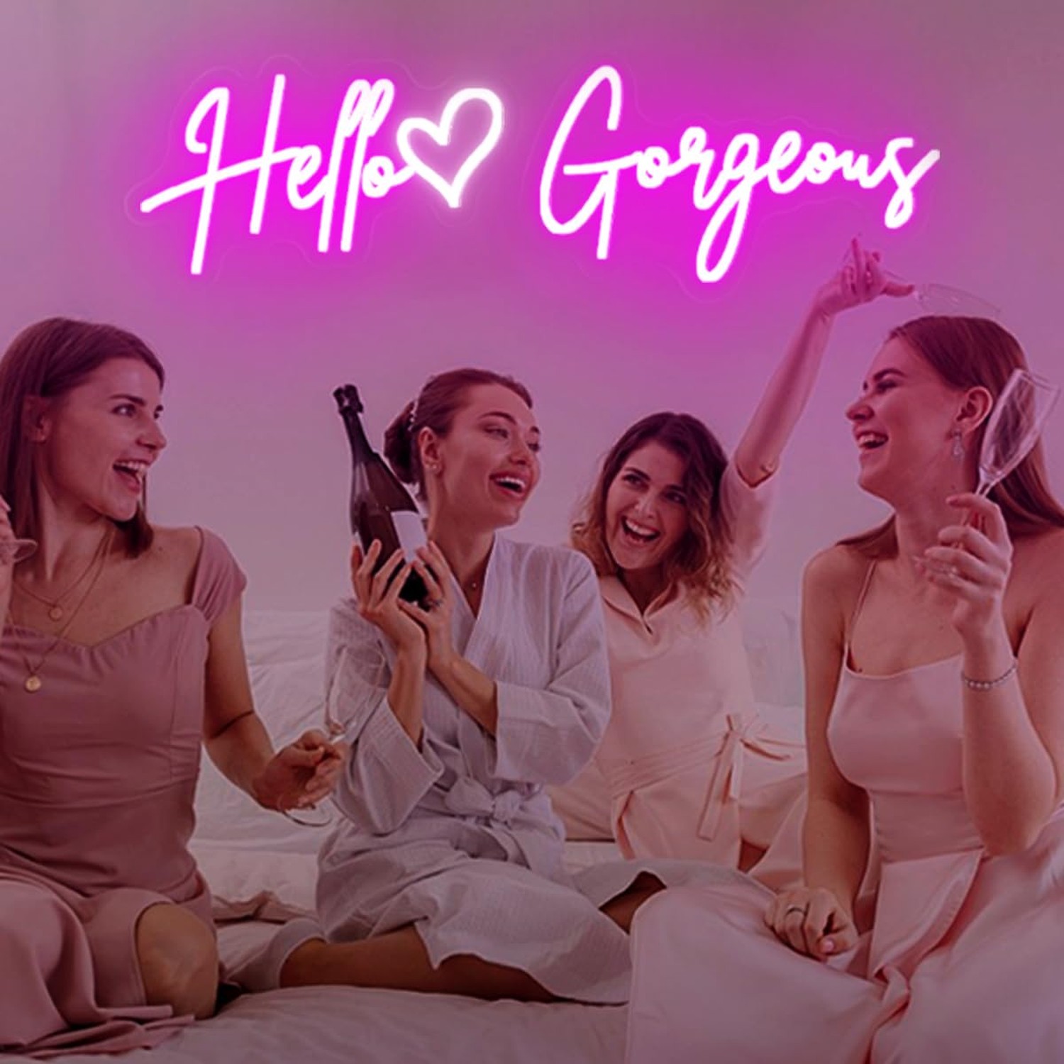 30×9 Inch Hello Gorgeous Neon Signs, Pink Hello Beautiful Led Light UP Sign