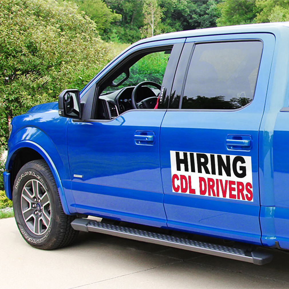Car Magnet Set of 2 Hiring Cdl Drivers Black Red Car Advertising Industrial Sign