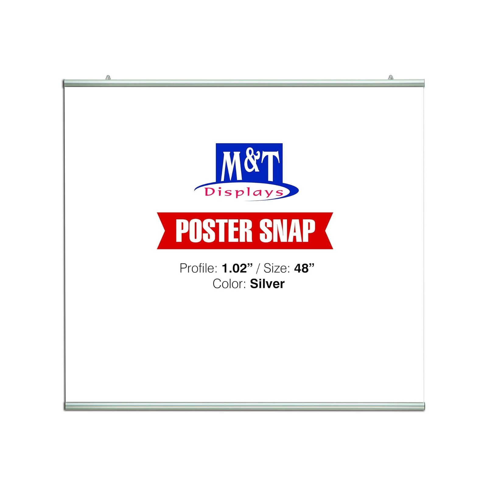 Poster Snap Hanger Set 48 inch Wall Mounting Silver 1.02&Prime; Aluminum Profile