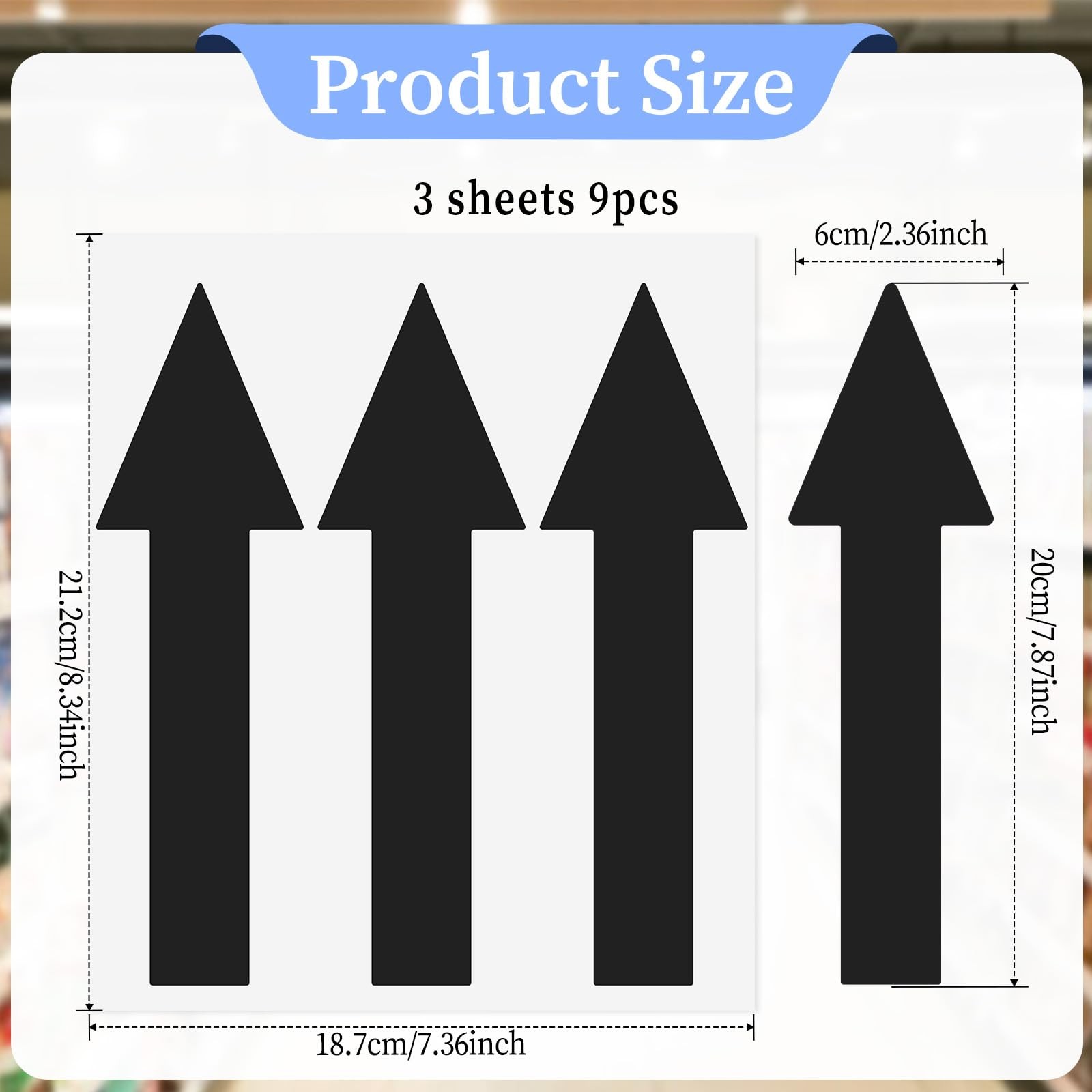 8&Prime;x2&Prime; Arrow Sticker, Black Arrows Sign, 9 Pack Floor Stickers, PVC Removable …