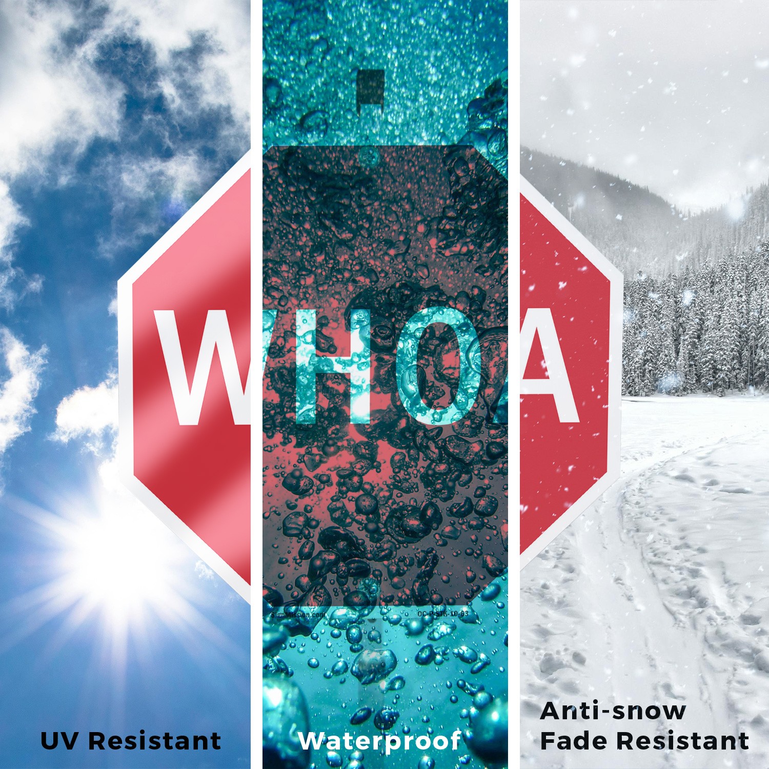 Whoa Octagon Sign With Stake Weather Resistant UV Protected for Workplace