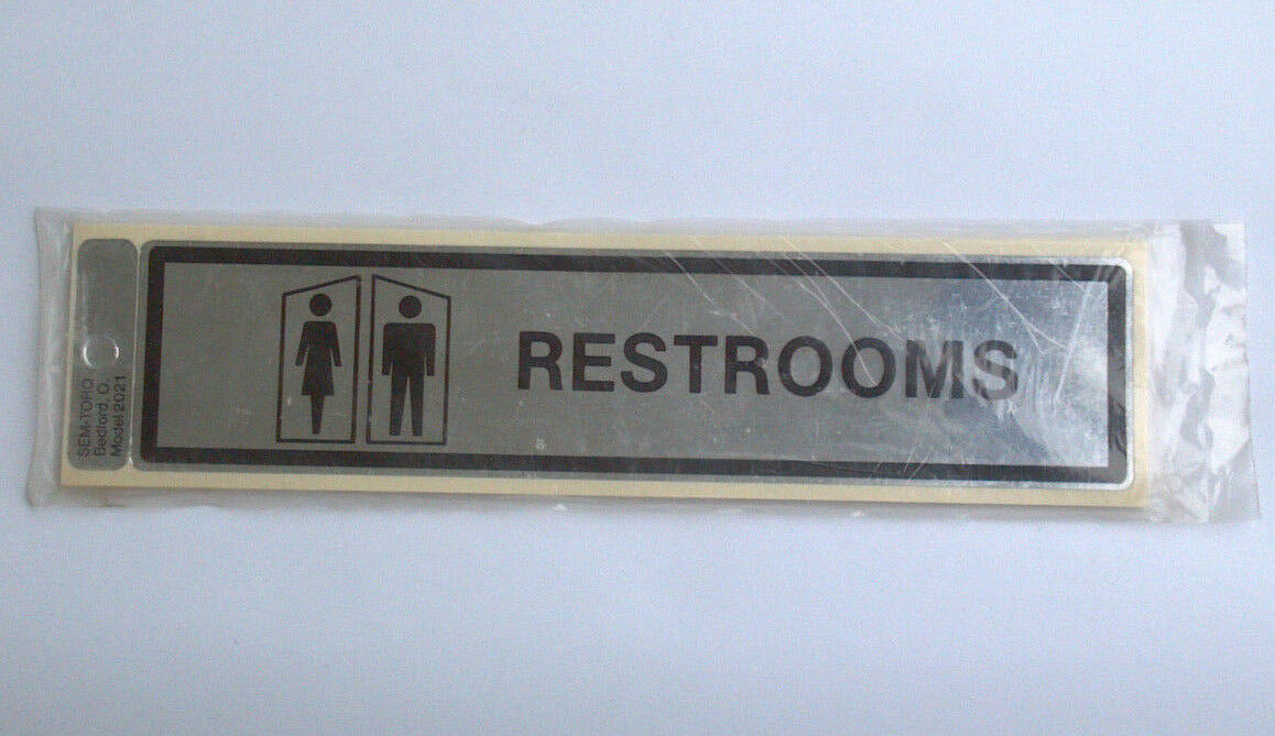 10 Pack RESTROOMS Decals 1-7/8&Prime;x 8&Prime; Self Adhesive Wall Door Business Sticker