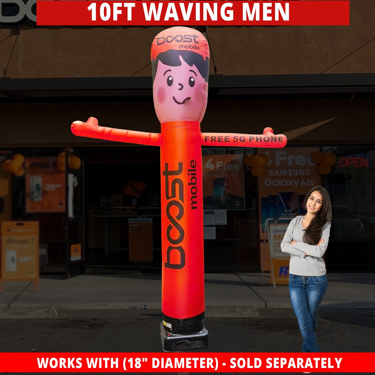 10ft Tall Boost Mobile Inflatable Waving Man {Without Blower}