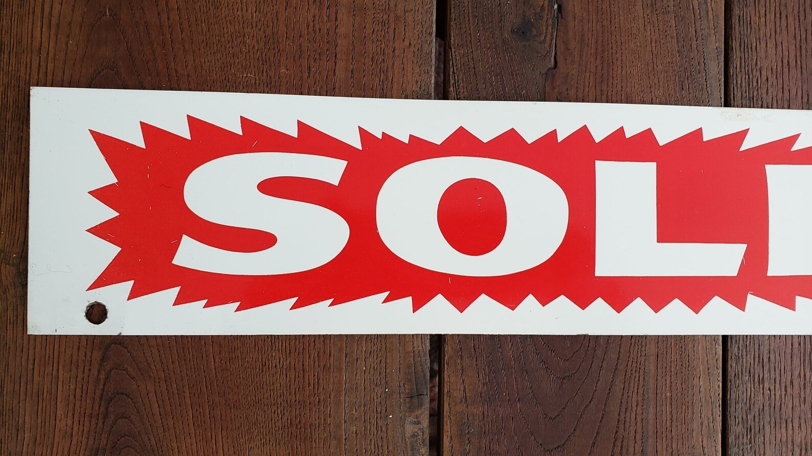 Vintage Metal Realtor SOLD Sign – Mancave Red and White Sold Sign
