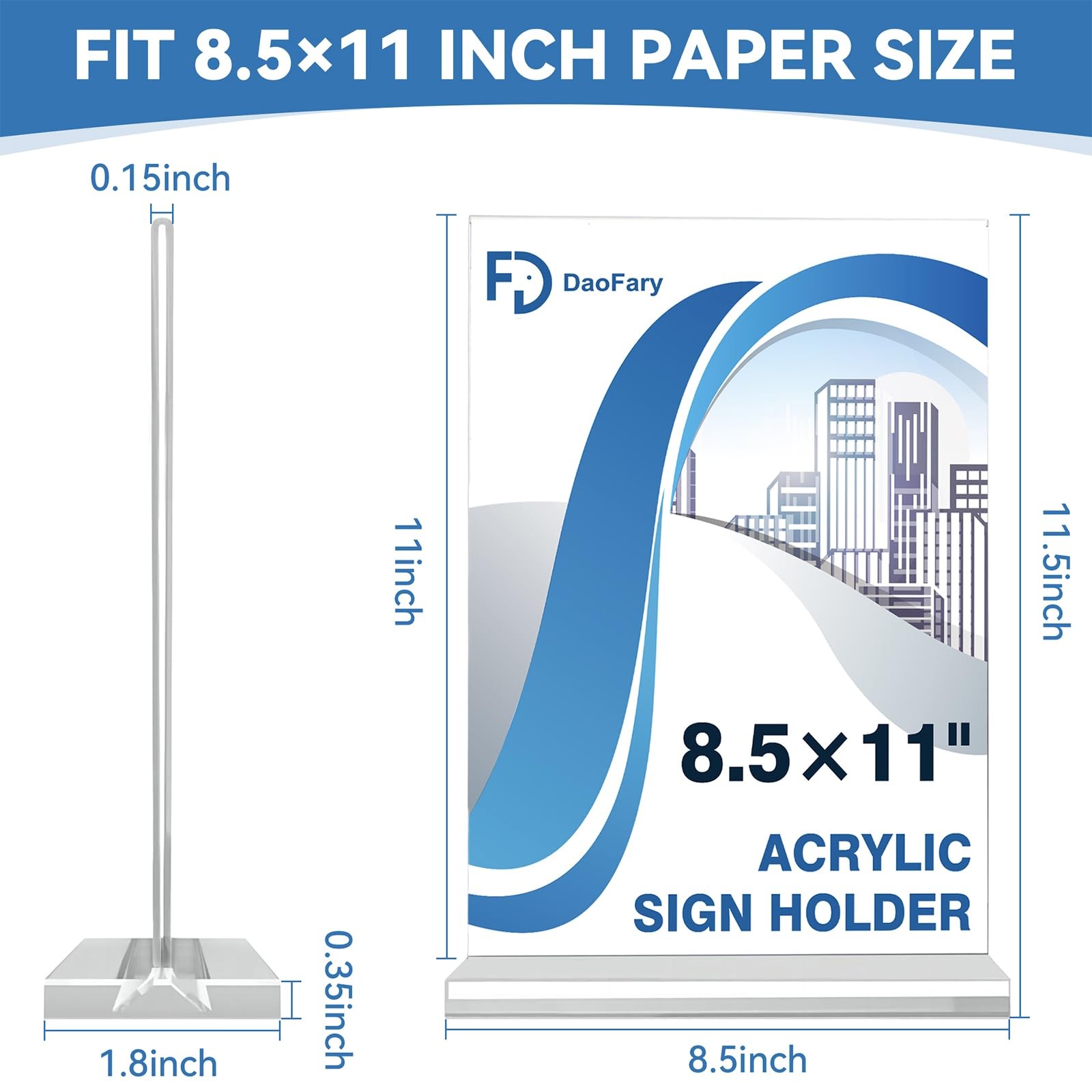 Daofary Acrylic Sign Holder 8.5 x 11 Inches 10 Pack, Double-Sided Stand clear