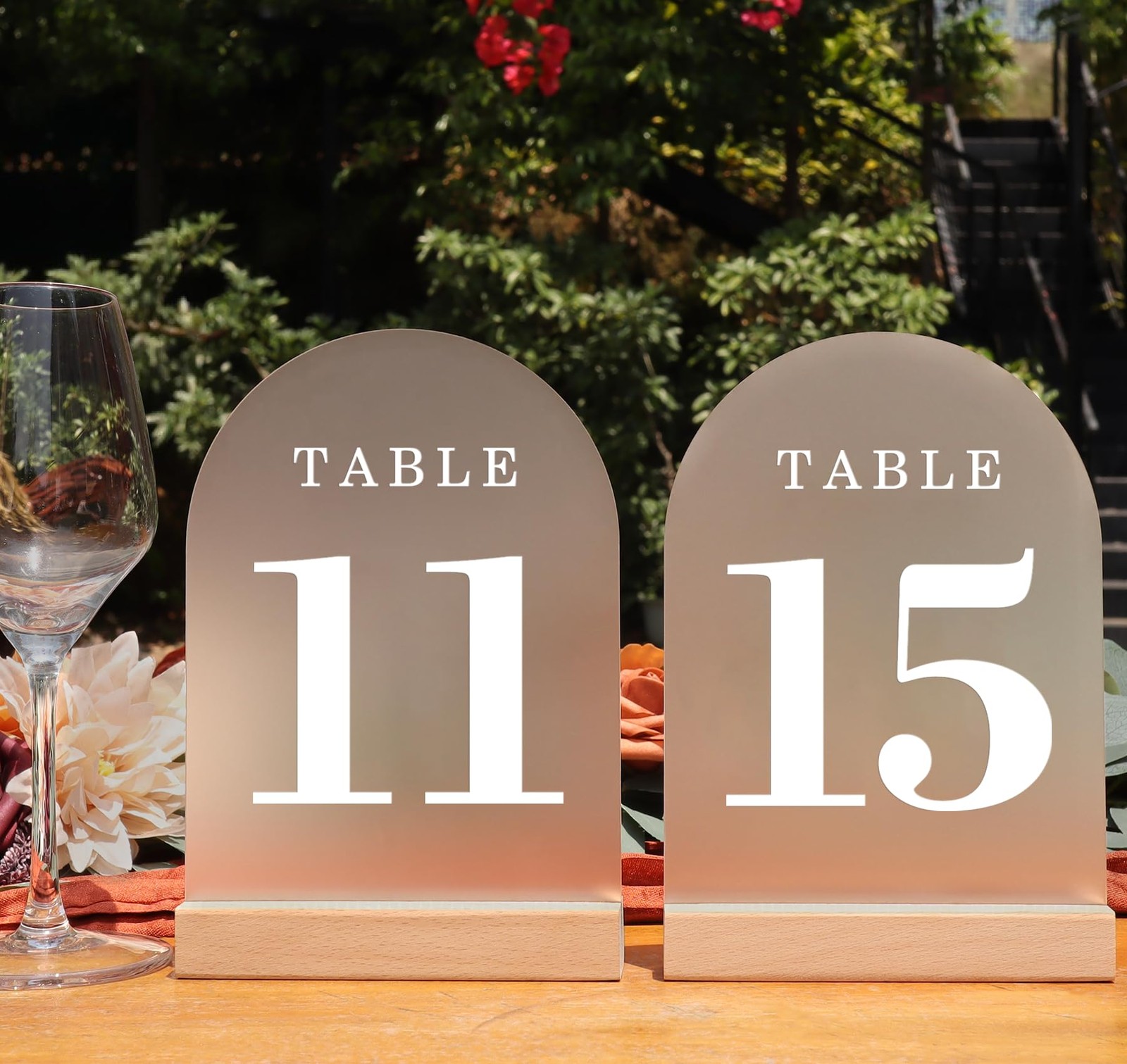 10-Pack 5×7 Frosted Blank Arch Acrylic Signs, Wooden Stands, DIY, Table, Decor