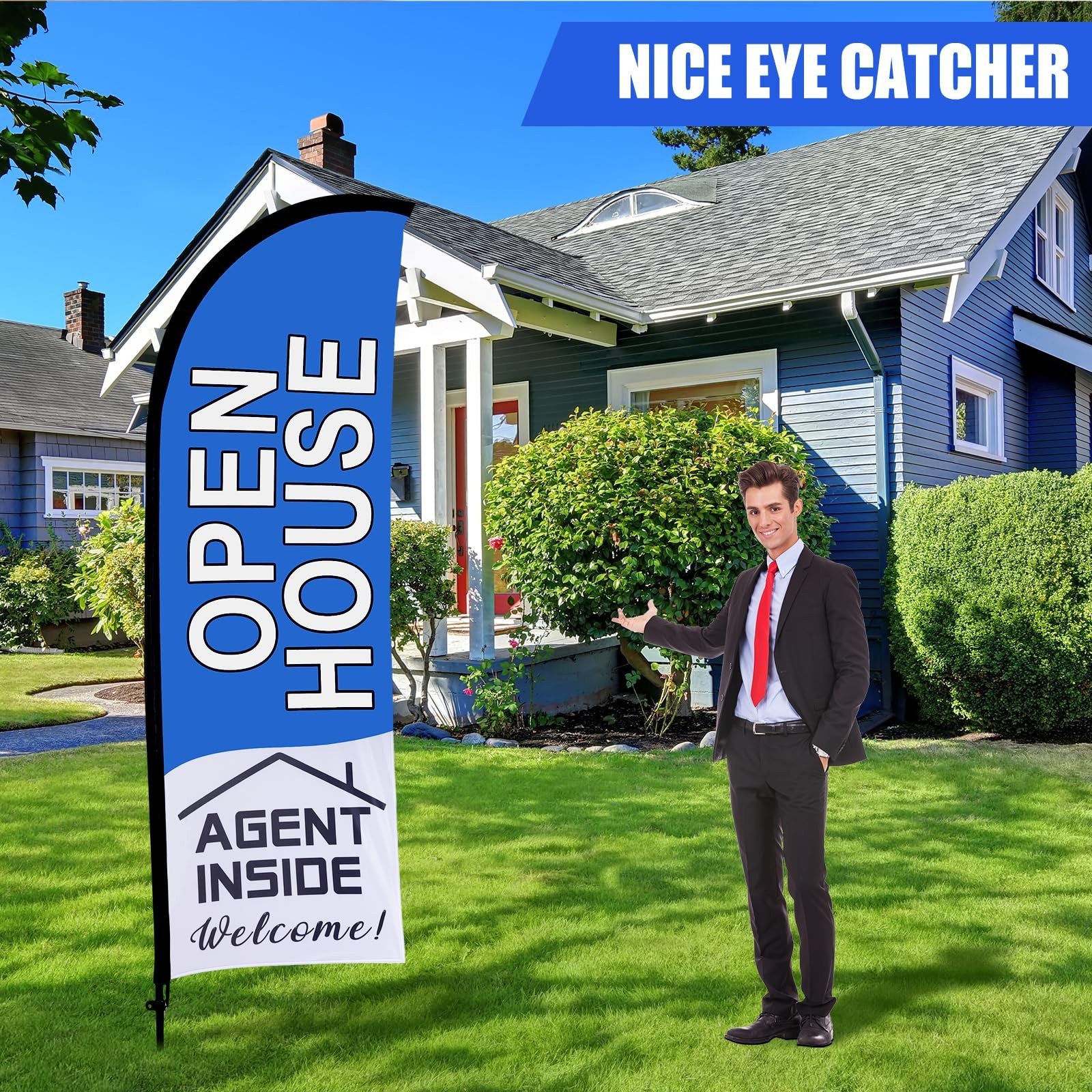 153 Open House Signs Set with Feather Flag, Guest Register, Tent Card & Feedback