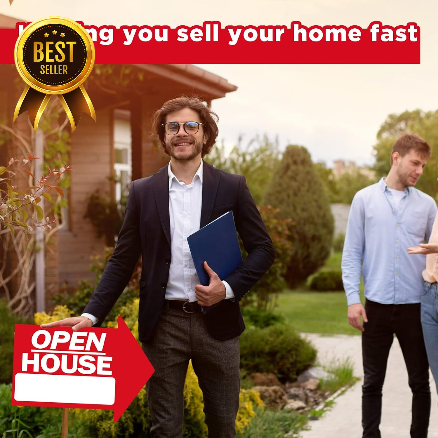 7PCS Real Estate Open House Signs 18×24&Prime; Double Sided Arrow Signs with H Stakes