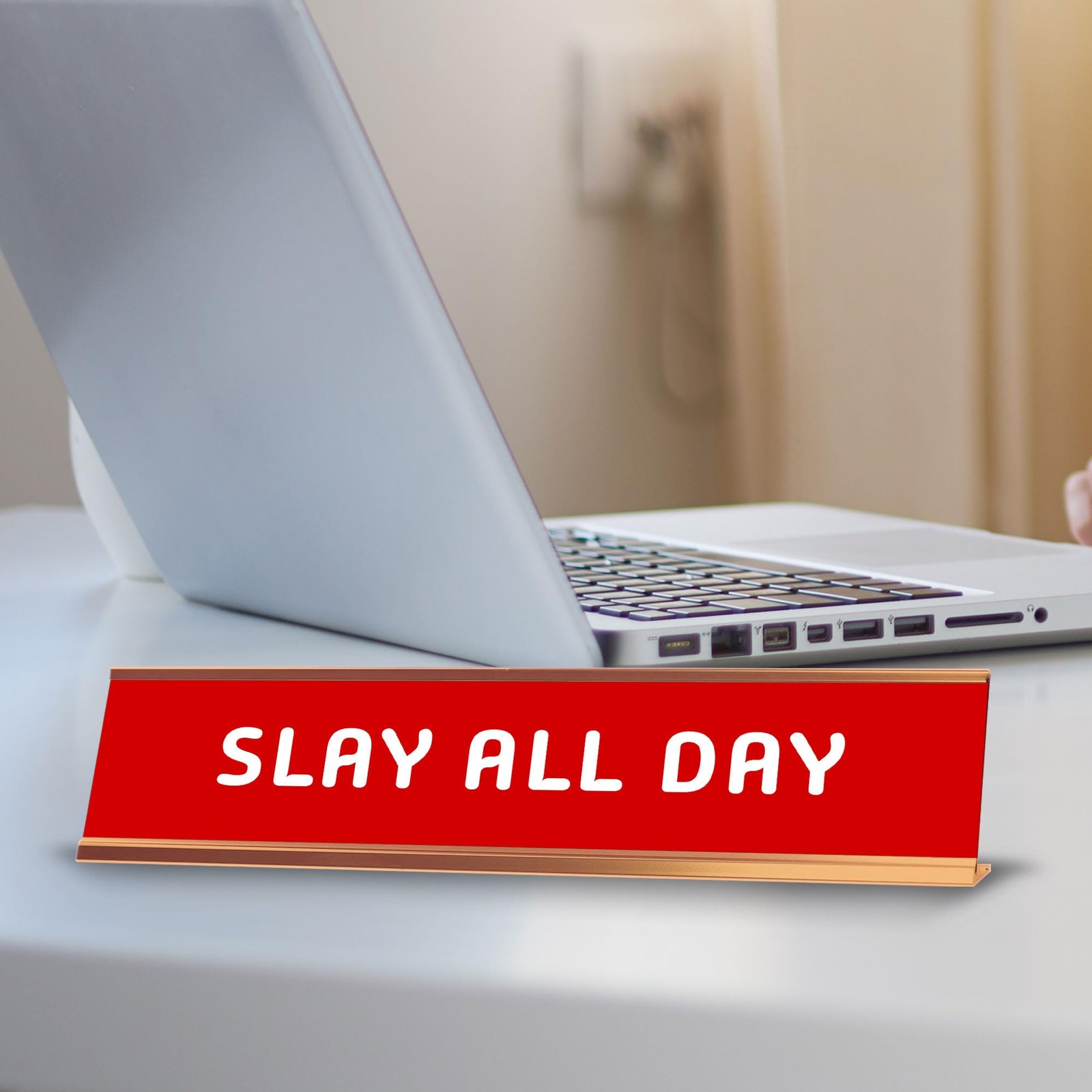 Slay All Day 2 x 10&Prime; Desk Sign | Funny Home & Office Decor