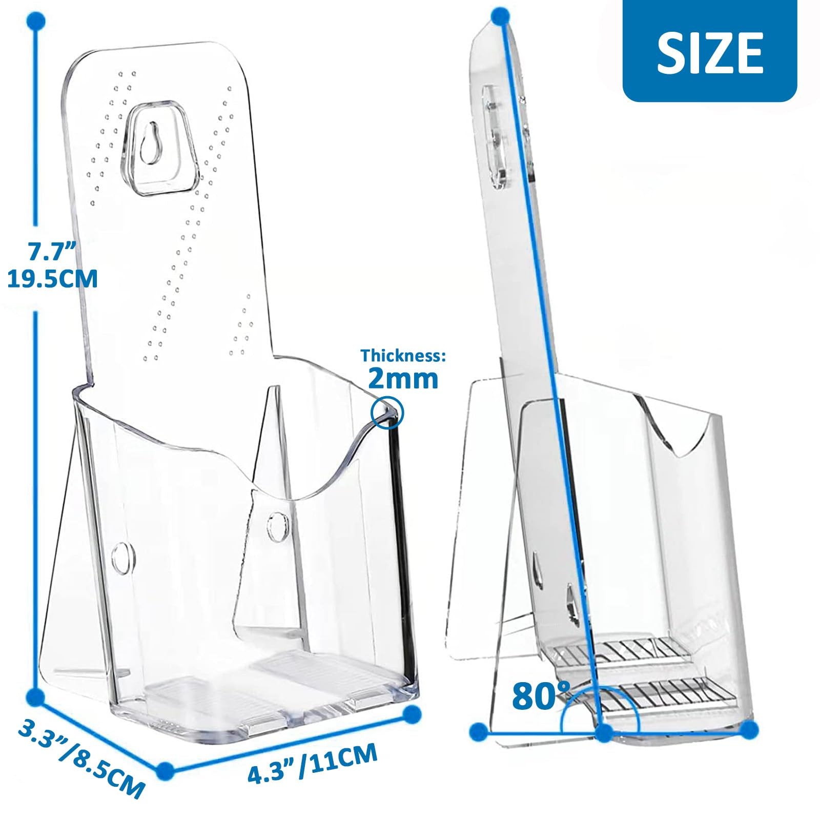 Argvey Acrylic Brochure Holder 4×9 Inch, Clear Pamphlet Display clear