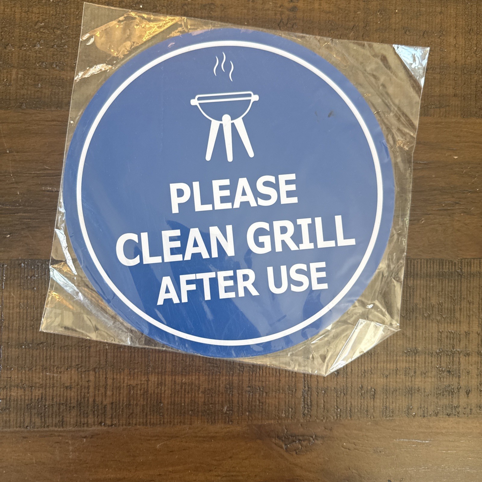 Circle Please Clean Grill after Use Sign BBQ Cleaning Signage Shared Living Blue