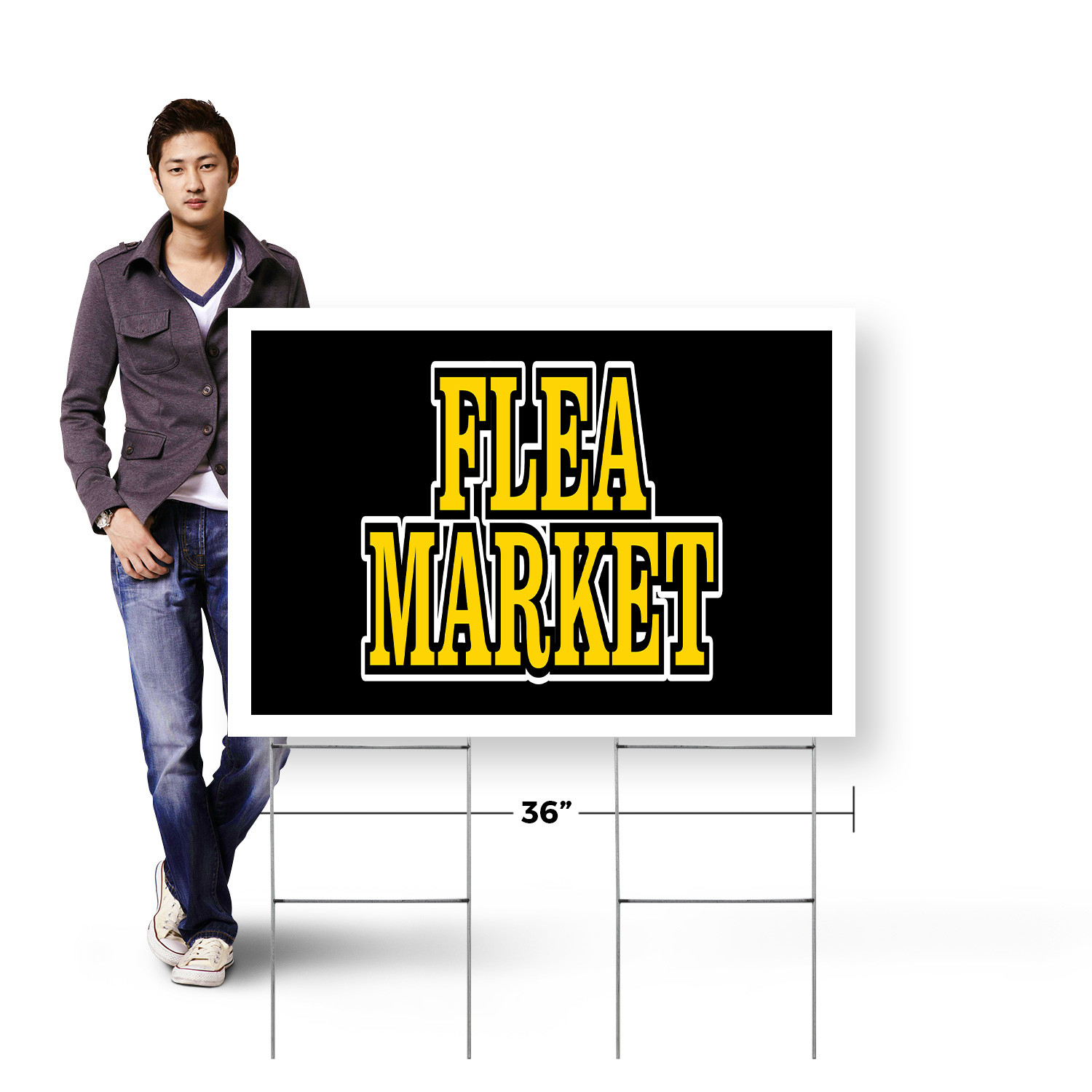 Flea Market Yard Sign Local Vendors, Great Bargains, Event Promotions