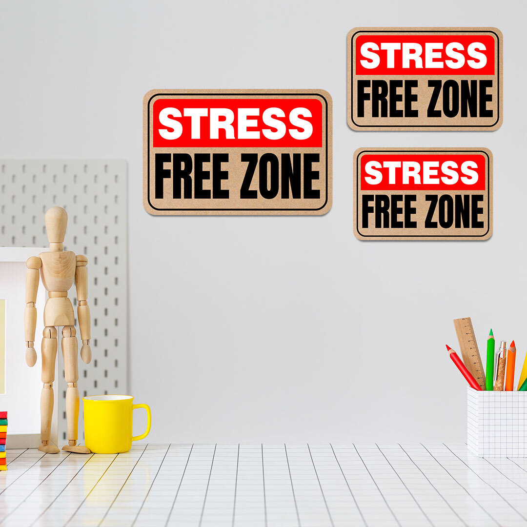 Classic Framed Plus Stress Free Zone Wall or Door Sign | Funny Home Decor