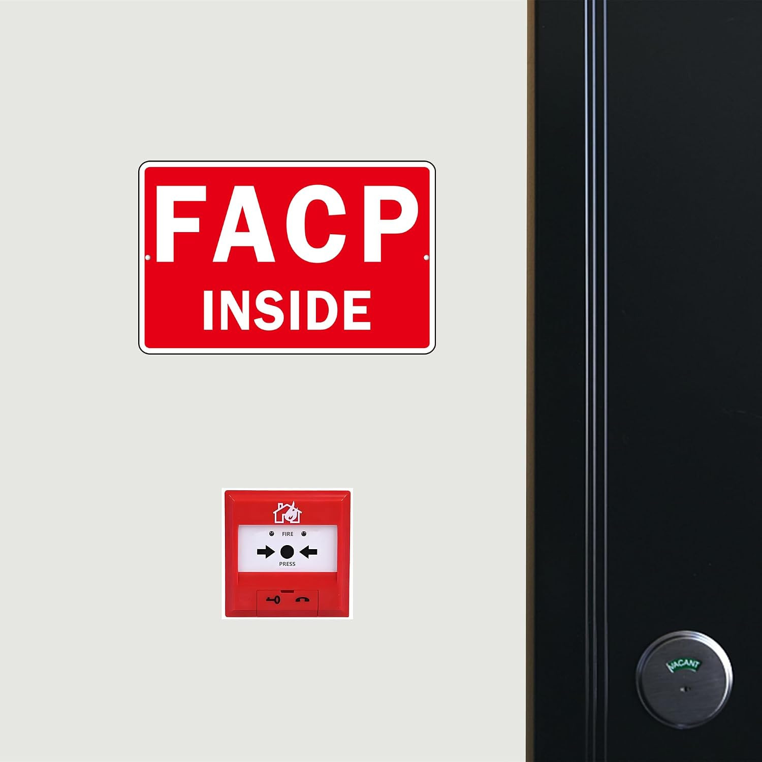 FACP Sign, (2 Pack) Self Adhesive FACP inside Signs, Rust Free and Reflective Al