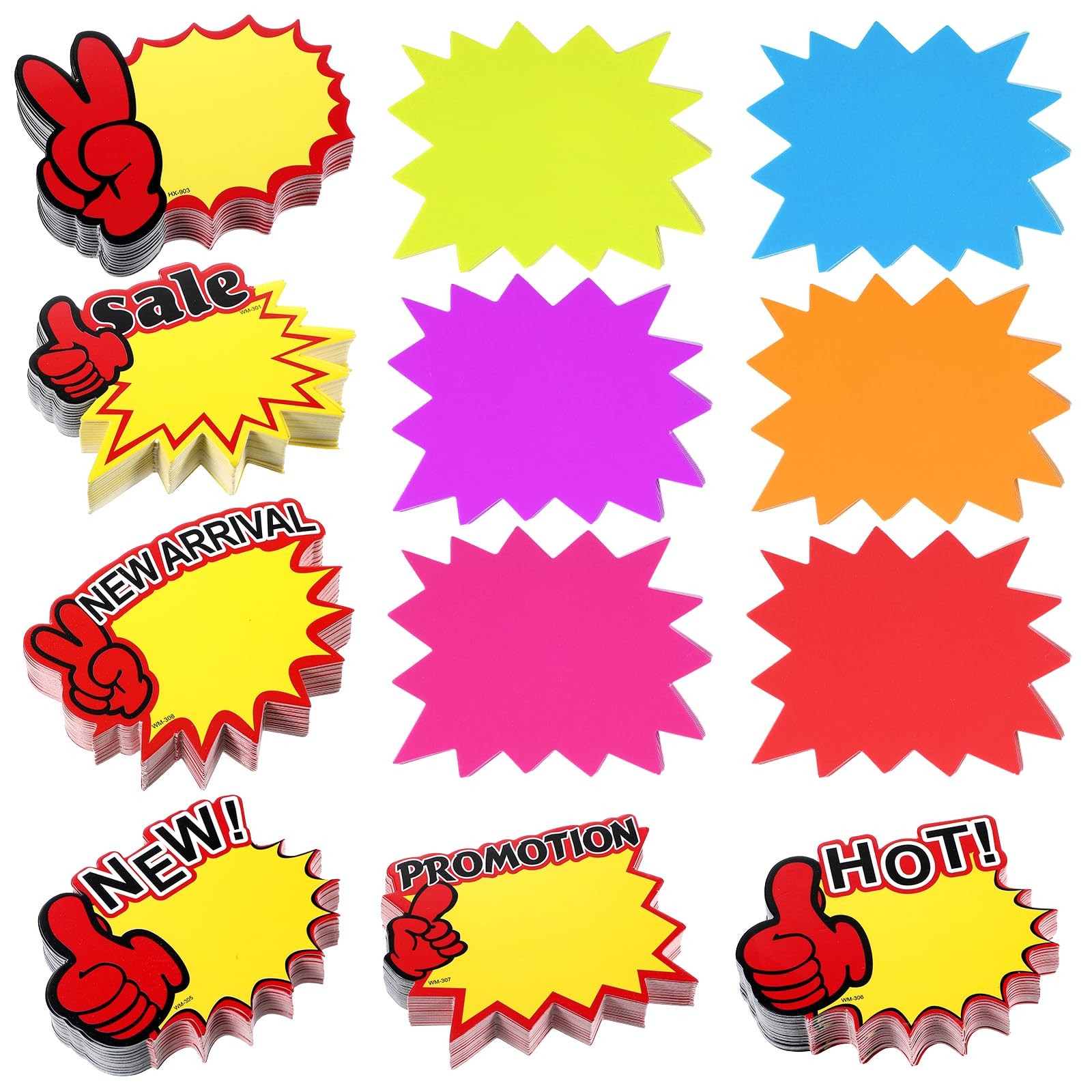 1200 PCS Starburst Signs Sale Price Cards Bulk Fluorescent Retail Tags
