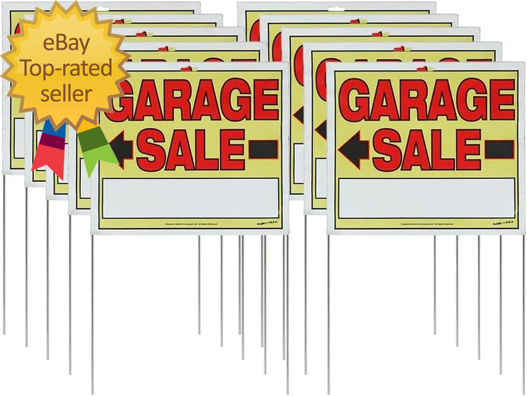 3905 Garage Sale Sign Assembled with Metal U-Stake Double Side 14&Prime; X 22