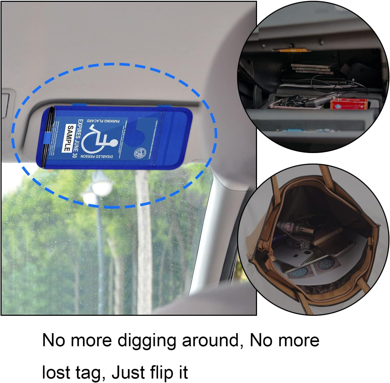 Handicap Placard Holder for Auto, Wisdompro Disabled Parking Permit Sign Protect