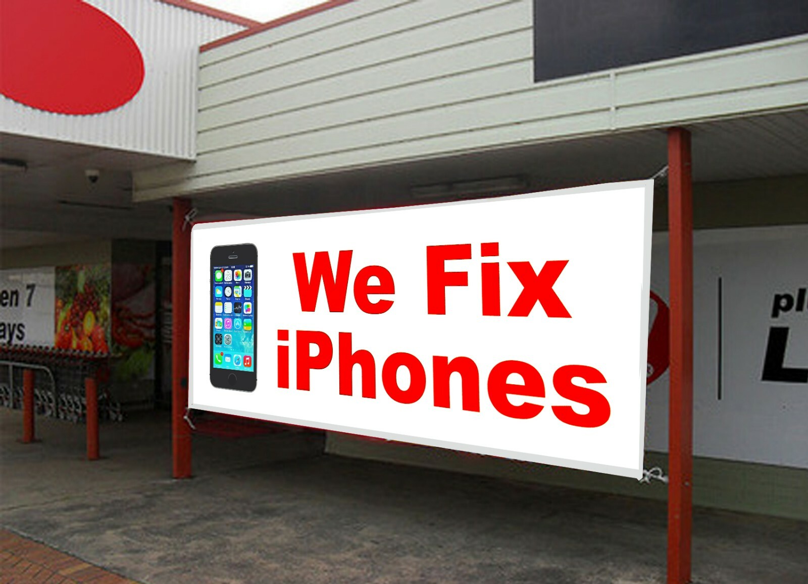We Fix iPhones Cell Phones Repair Retail Store Business Advertising Banner Signs
