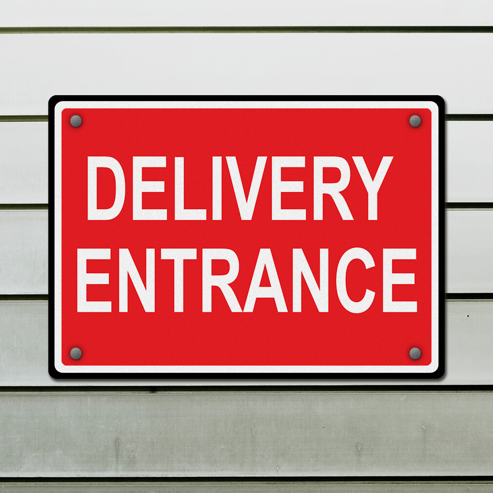 Horizontal Metal Sign Delivery Entrance Weatherproof Street Signage