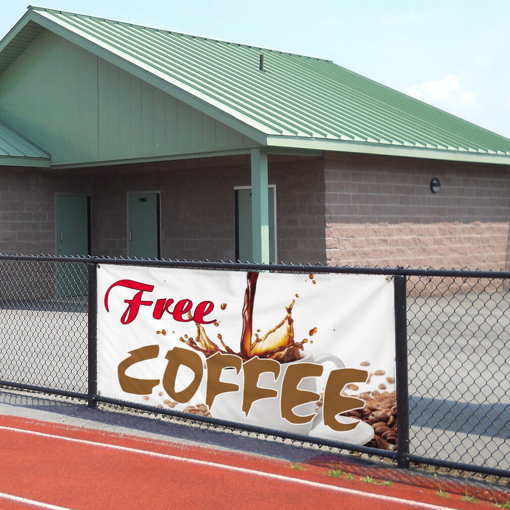 Vinyl Banner Multiple Sizes Free Coffee Outdoor Advertising Printing Outdoor
