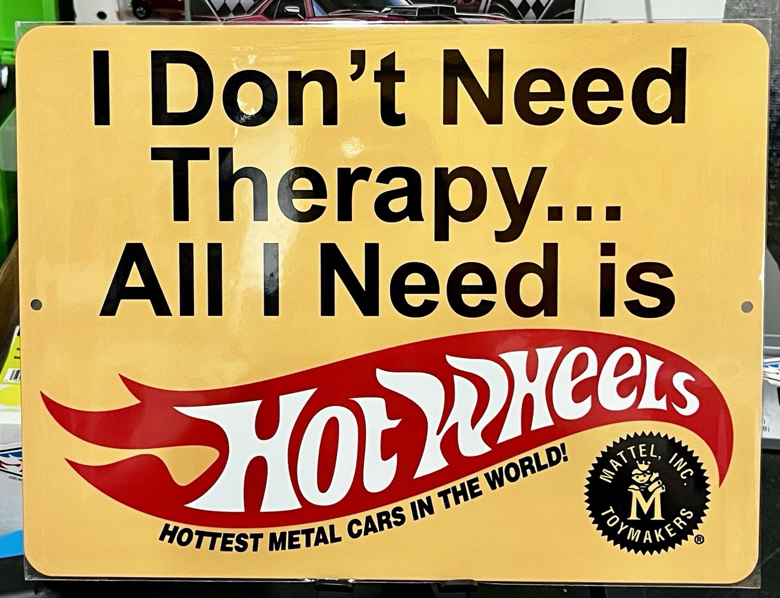 Hot Wheels Therapy Authorized Dealer Novelty Aluminum Metal Sign 9×12”