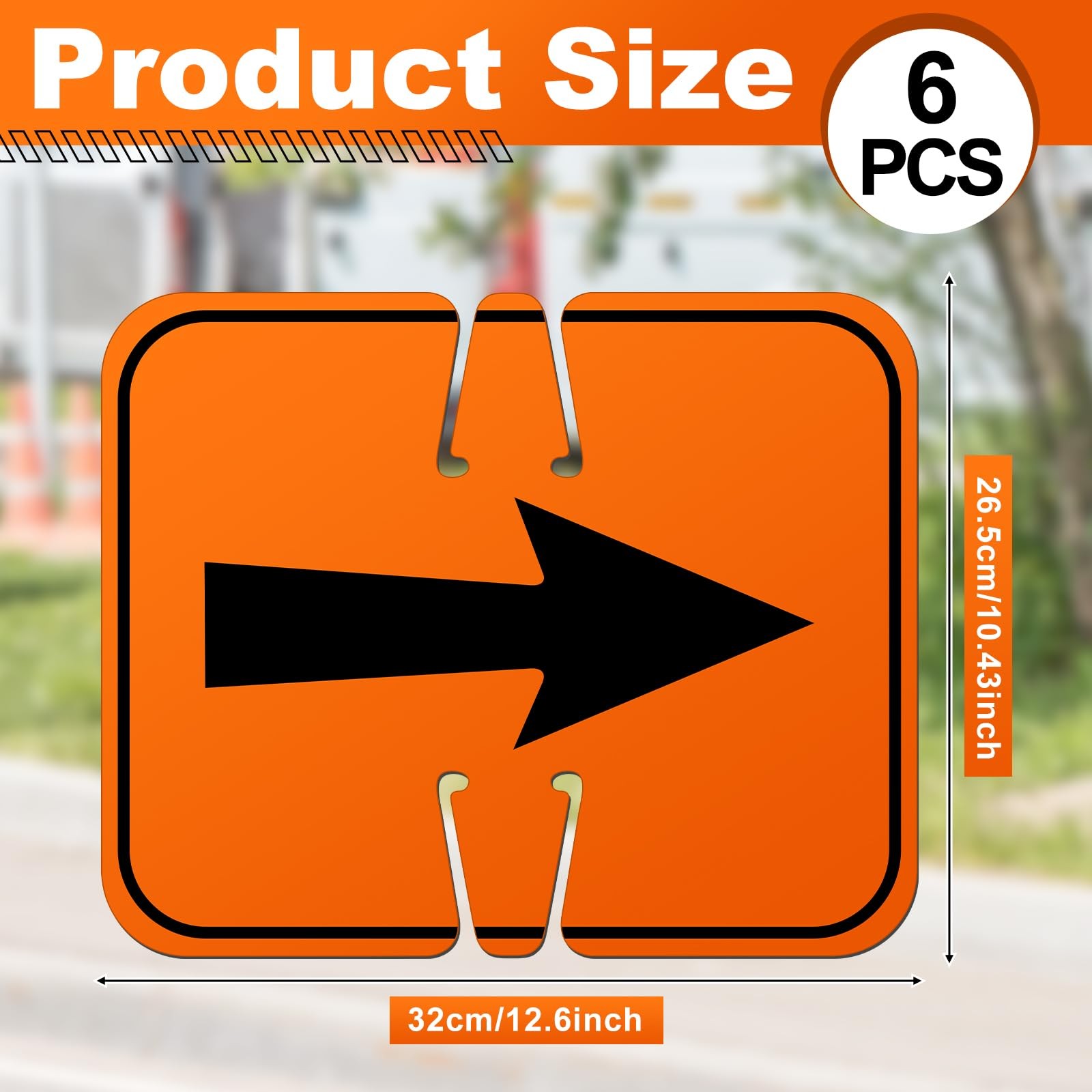 Geetery 6 Pcs Traffic Reversible Arrow Signs 12.6 X 10.4 Inch Orange Detour