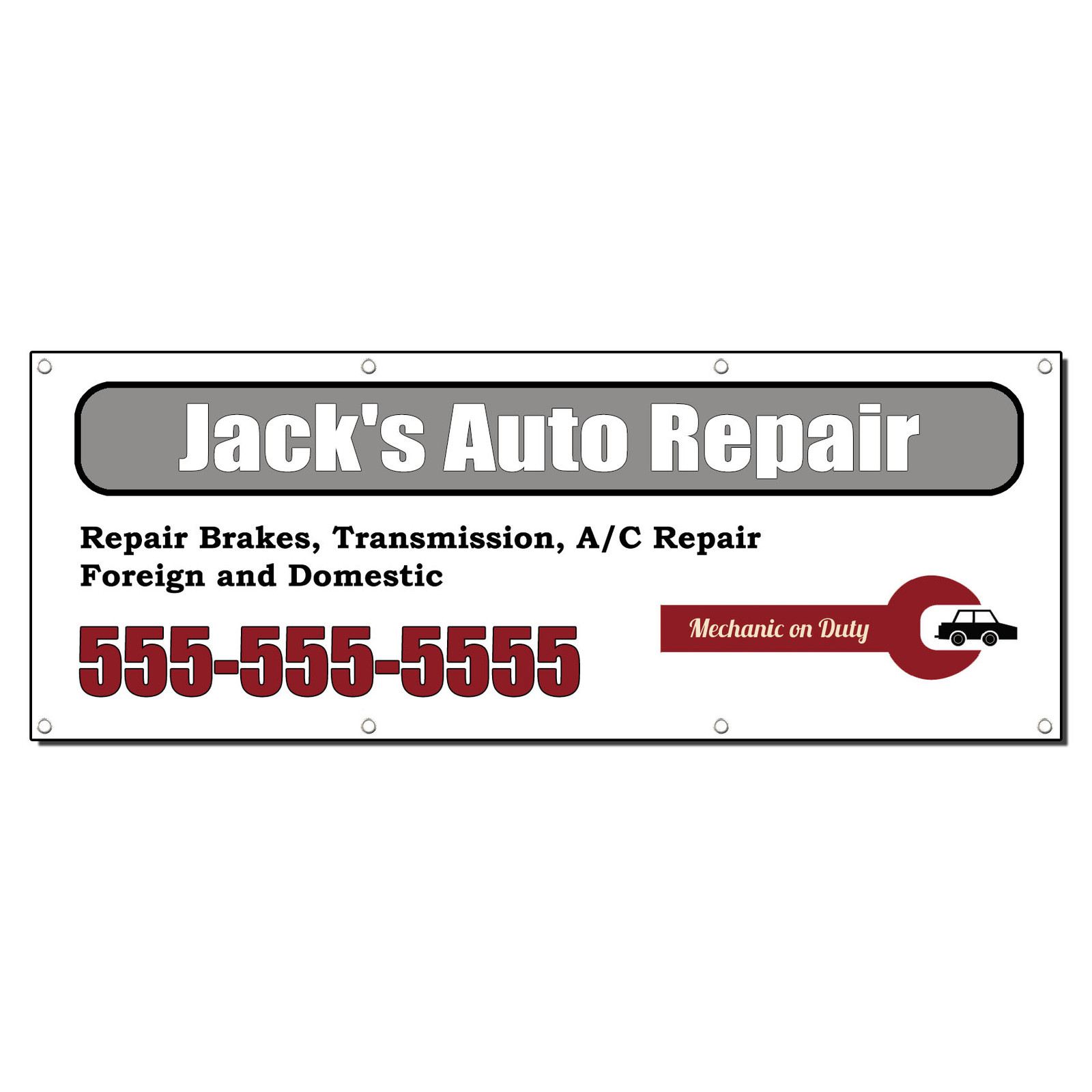 CUSTOM AUTO REPAIR BRAKES A/C REPAIR 2&prime; ft x 4&prime; ft Banner Sign w/4 Grommets