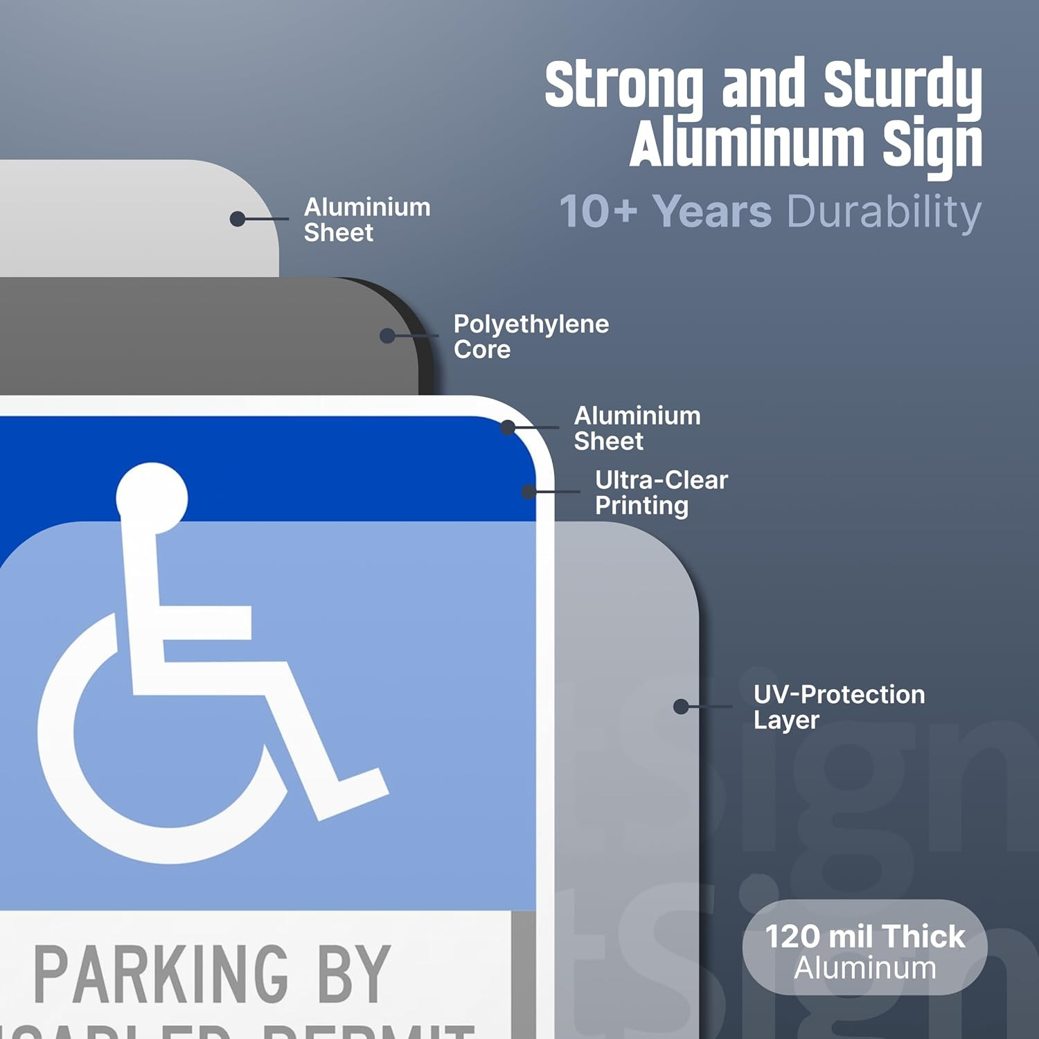 Basics 18 X 12 Inch “Parking by Disabled Permit, Tow-Away Zone”