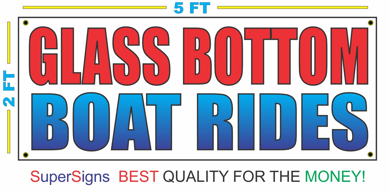 GLASS BOTTOM BOAT RIDES Banner Sign All Weather New LARGER Size! Wholesale Price